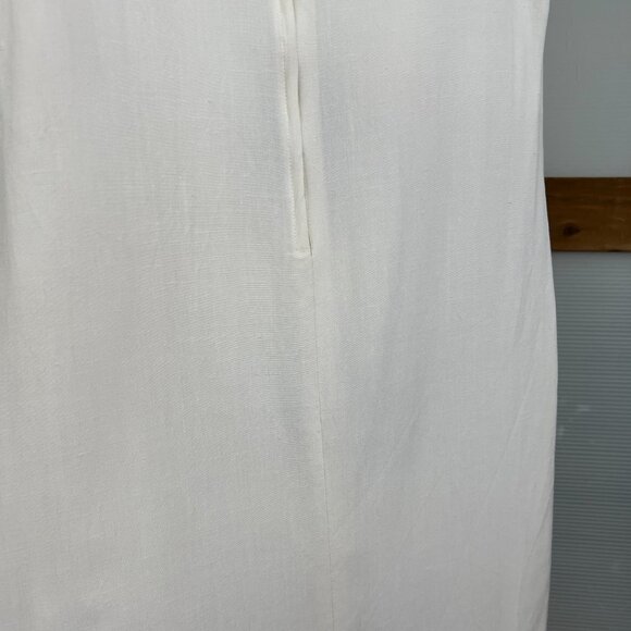 VTG Donna White Linen Black Diamond Geometric Sleeveless Shift Midi Dress‎ Sz 8 - Picture 8 of 14